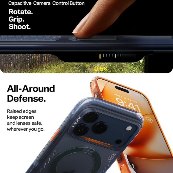 iPhone 17 Pro Max Case Ostand Q3 Air 360 Magnetic Stand MagSafe Shockproof-Blue - Picture 9 of 11